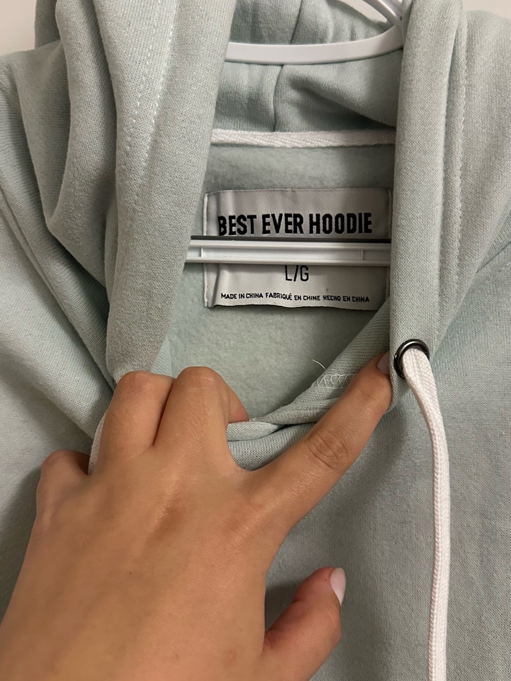 Women’s Best Ever Hoodie Size L Sage Green Fleece Pullover Sweatshirt Top NWOT - Picture 3 of 7